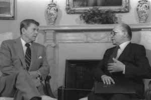 Israeli PM Menachem Begin & Ronald Reagan at the White House, 1982 ...