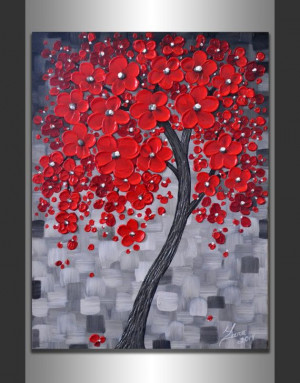 Blossom Tree Painting 18x24 Palette Knife Artwork Ready to Hang Float ...