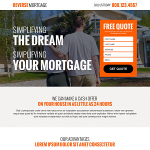reverse mortgage free quote lead gen responsive landing page design ...