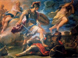 Eneas venciendo a Turno, por Lucas Giordano (1634-1705)