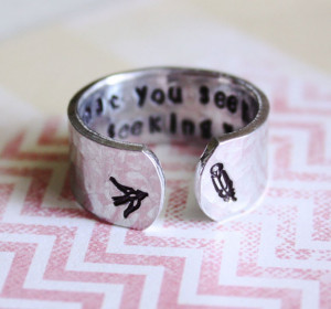... quote, yoga ring, bird, feather, inspirational quote ring, secret