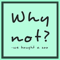 We bought a zoo. Why not? More