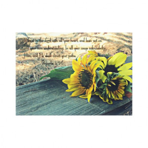Country-Western, Sunflowers and Bible Verse Stretched Canvas Prints