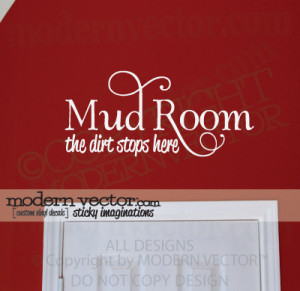 Details about MUD ROOM Vinyl Wall Quote Decal Laundry DIRT STOPS HERE