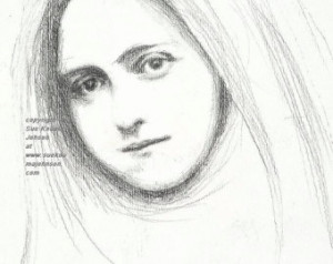 Saint Therese of Lisieux - Fine Ar t Print of Pencil Sketch - Catholic ...