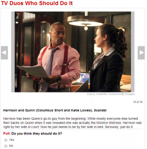TV Guide thinks Quinnson (re: Harrison & Quinn) should happen. Be ...