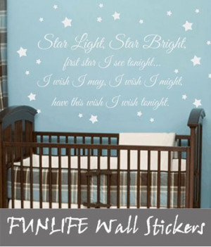 ... Bright Wish Vinyl Wall Decal - Baby Nursery Wall Quote Poem 56x92cm