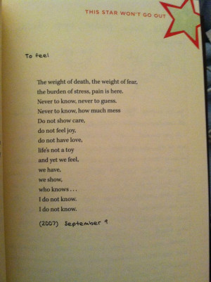To feel by Esther Grace Earl, This star won't go out.