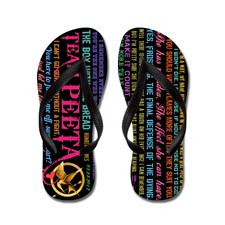 Team Peeta Quotes Black Flip Flops for