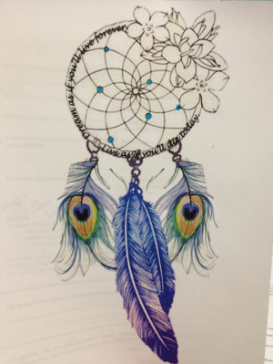 Dream Catcher with Peacock Feathers Tattoo