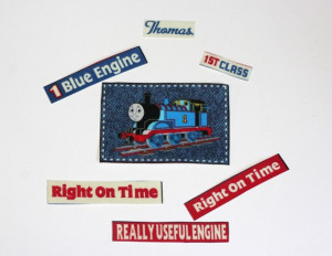 Thomas the Train applique with assorted sayings