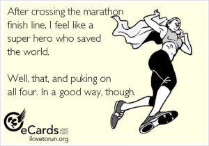 After crossing the marathon finish line, I feel like a super hero who ...