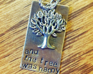 ... quote antique brass necklace with silver tree charm, customized with