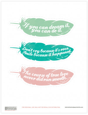free printable} Feather Quote Bookmarks