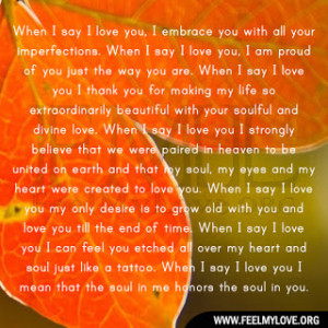 When I say I love you, I embrace you with all your imperfections.