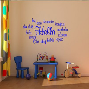 Hello Foreign Language Quote Bonjour Hola Wall Sticker Art Decoration ...