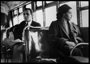 Rosa Parks at the front of the bus