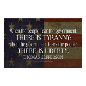 Jefferson Quote On Liberty and Tyranny Print