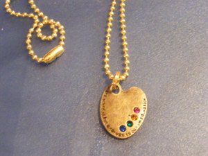 Artist Paint Palette, with Quote, and Crystal 