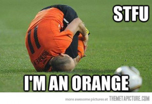 funny soccer player ball orange