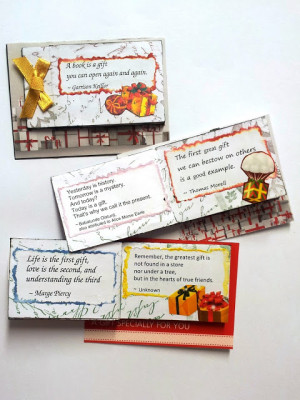 ... -stamped paper, and filled with cut-out gifts and quotes on gifts