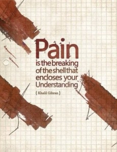 Pain is the breaking of the shell that encloses your understanding.