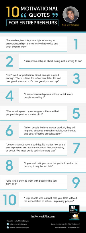 10 Motivational Quotes for Entrepreneurs from Guy Kawasaki Infographic