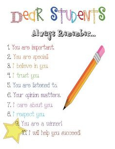 Dear Students-love this had it hanging in my room last year! More