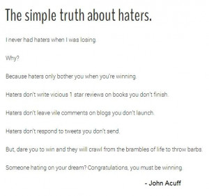 The simple truth about haters (John Acuff)
