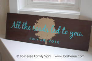 Custom Painted Quote Sign, All the roads led to you Wedding Sign ...
