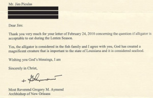 Archbishop Gregory Aymond's letter in response to a request to eat ...