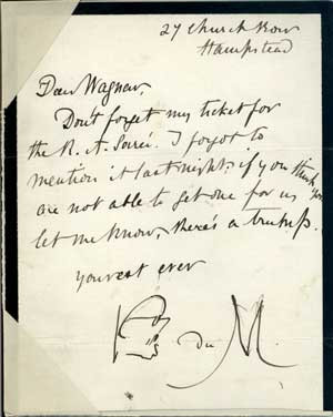 letter from George Du Maurier,