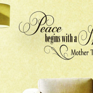 Mother Teresa Quote, Meet With a Smile, Wall Decor, Typograph... More