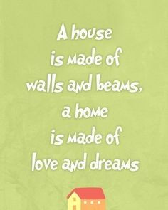 home is made of love and dreams quote, living room art print, green ...