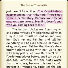 the sea of tranquility I really want to read this now.. This excerpt ...