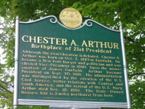 Chester A. Arthur Birthplace Historic Marker, Vermont Chester A