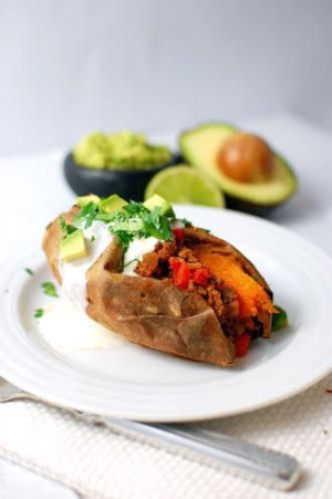 Mexican Mince-Stuffed Sweet Potatoes