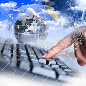 Human hand and computer keyboard - Stock Image