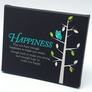 Happiness Themed Inspirational Canvas Gift From Girly Gifts