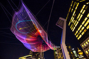 ... Janet Echelman, was made from a fiber called Spectra, which is 15