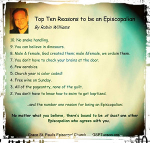 Top Ten Reasons to Be an Episcopalian
