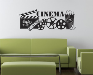 Movie Popcorn Theater Show Vinyl Decor Wall Lettering Words Quotes ...