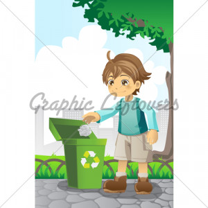 Boy Recycling Paper Stock