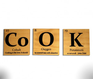 Periodic table of elements COOK wooden tile wall art- with Julia Child ...