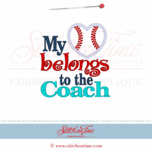 6229 Sayings : My Heart Belongs To The Coach Applique 5x7