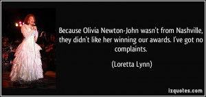 Because Olivia Newton-John wasn't from Nashville, they didn't like her ...