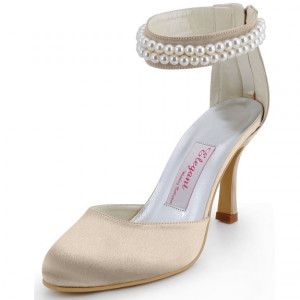 ivory pearl rhinestone closed toe stiletto heel wedding shoes