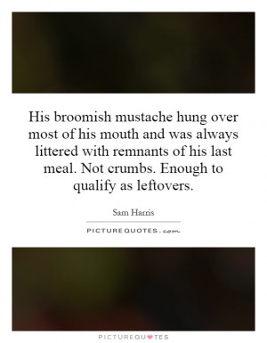 His broomish mustache hung over most of his mouth and was always ...