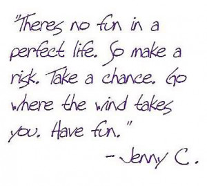 There No Fun In A Perfect Life So Make So Risk - Risk Quote