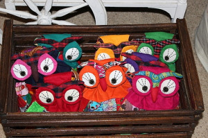 ... toothpaste, lip balm, tissues and sleeping eye mask. #owl #partyfavors